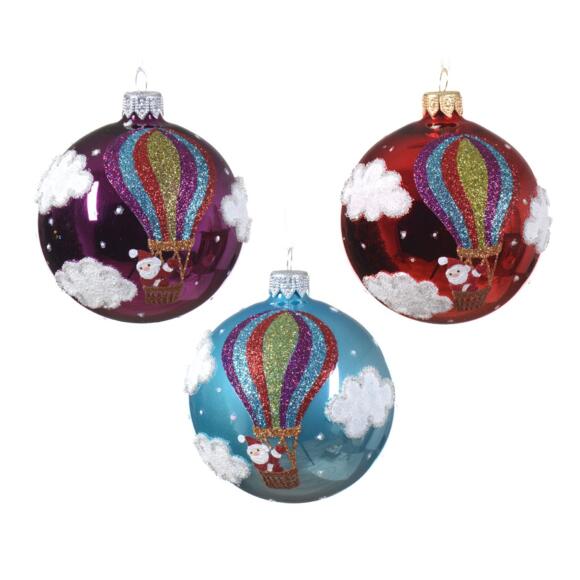 Lote de 6 bolas de Navidad (D80 mm) en verre Montgolfière Multicolor 2