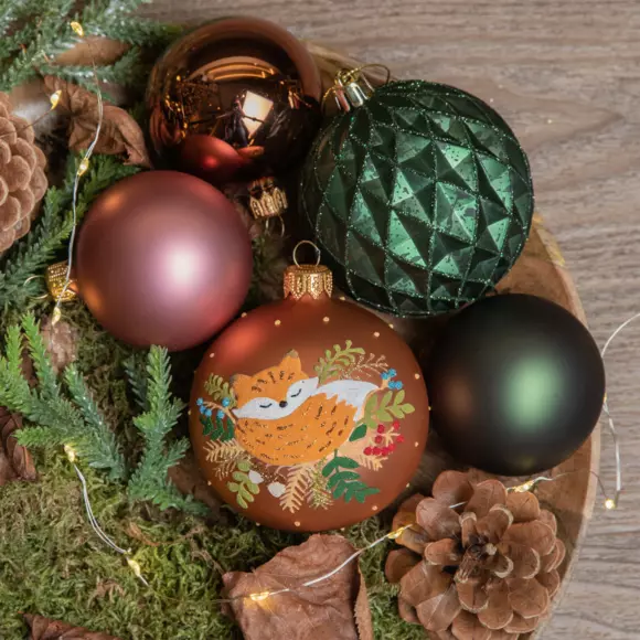 Lote de 6 bolas de Navidad (D80 mm) en verre Misty Marrón 2