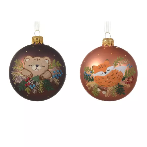 Lote de 6 bolas de Navidad (D80 mm) en verre Misty Marrón 3