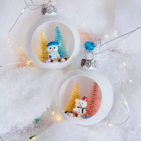Lot de 12 boules de Noël (D80 mm) Bouli Blanc 2