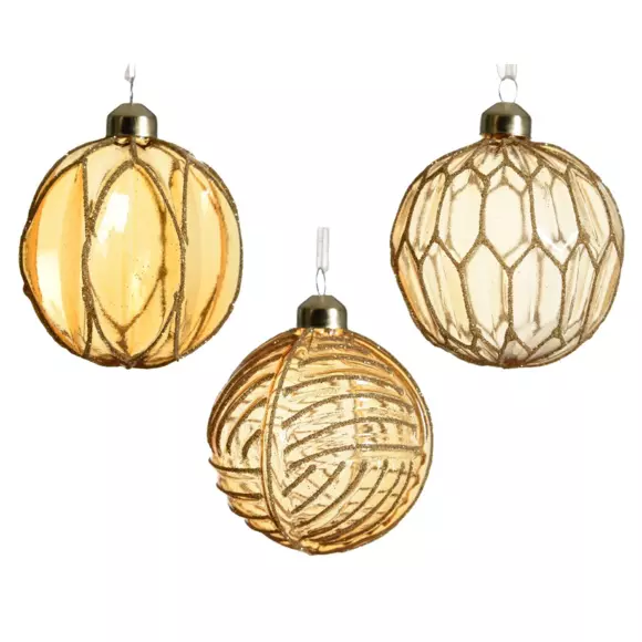 Set van 12 kerstballen (D80 mm) en verre Autentica Amberkleur 2