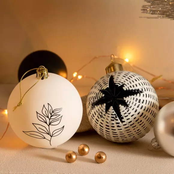 Lote de 12 bolas de Navidad (D80 mm) en vidrio Styl Blanco 2