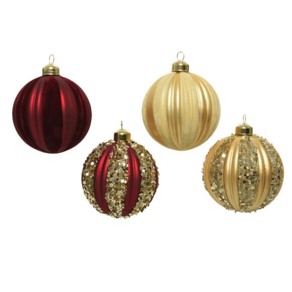 Confezione di 12 palline di Natale (D80 mm) in vetro Tradi Oro 2
