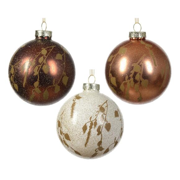 Confezione di 12 palline di Natale (D80 mm) in vetro Filu Marrone 2
