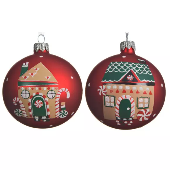 Set van 6 glazen kerstballen (D80 mm) Hansel Rood  2