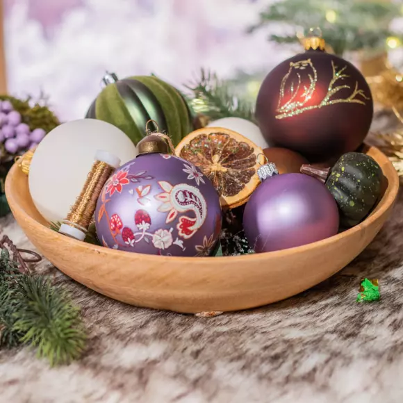 3er set Weihnachtskugeln aus Glas (D80 mm) Fily Zimtbraun  2