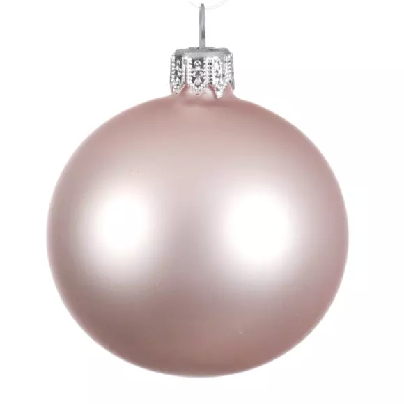 Lote de 4 bolas de Navidad en vidrio (D100 mm) Artico mate Rosa palo  2