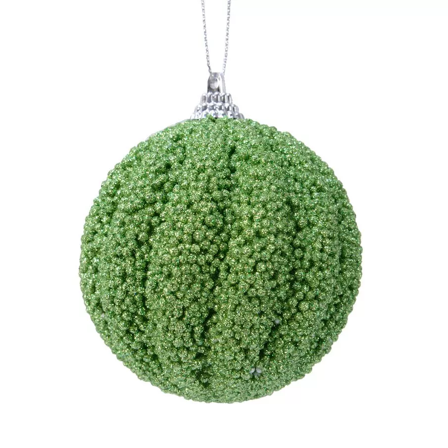 Lot de 12 boules de Noël (D80 mm) Etincelle Vert gui