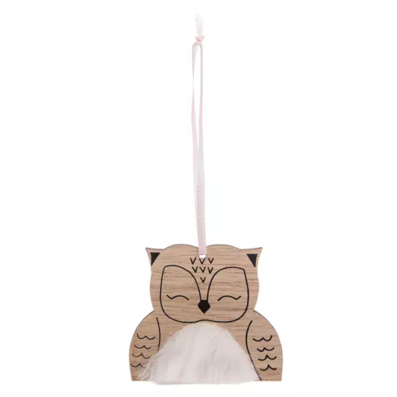 Adorno para colgar Búho peludo de Navidad Natural 2