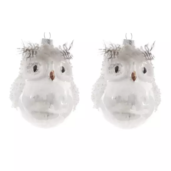 Lot de 2 chouettes à suspendre Athéna Perle 2