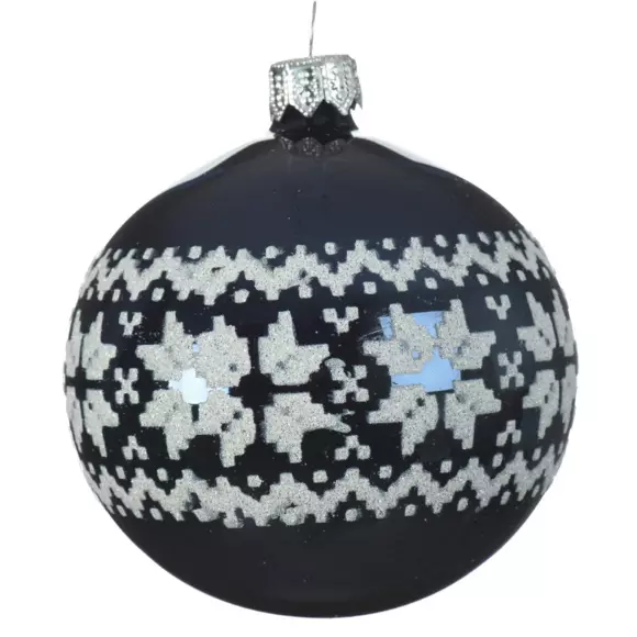 Lote de 6 bolas de Navidad en vidrio (D80 mm) Nordic Azul noche  2