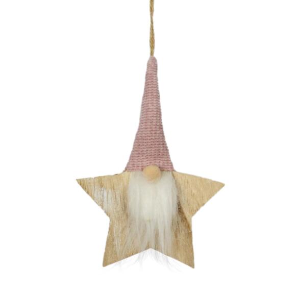 Estrella de Navidad para colgar Papa Noel en madera Rosa 2