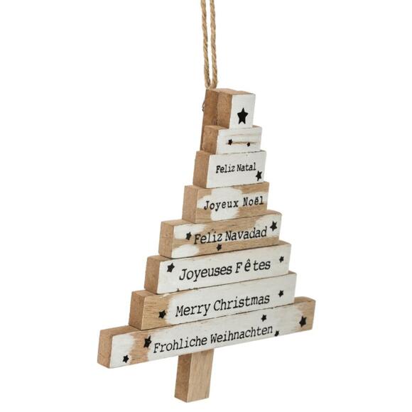 Sapin de Noël à suspendre en bois à niveaux Blanc 127