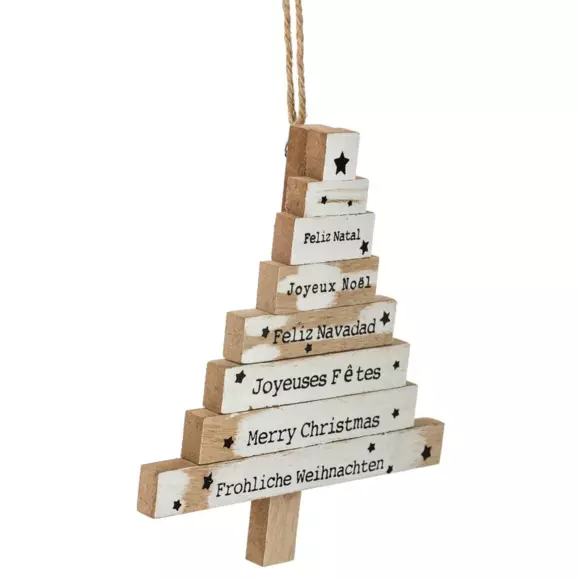 Árbol de Navidad para colgar de madera con niveles Blanco 127