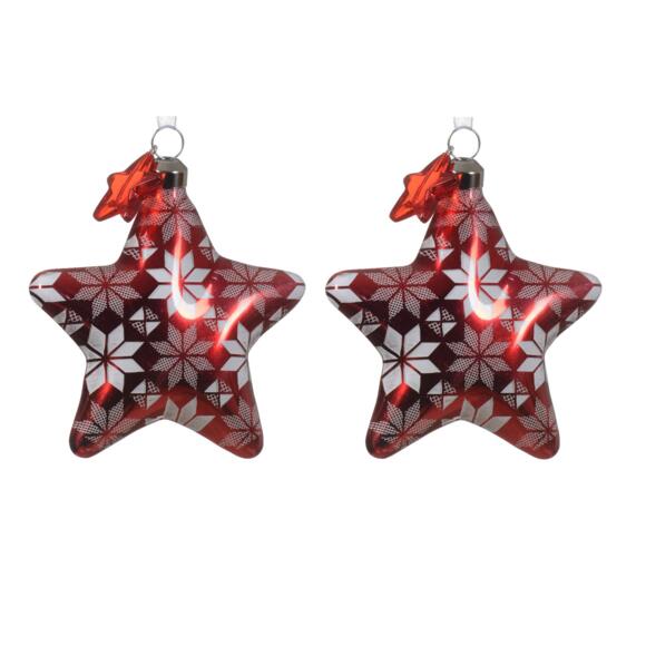 Confezione di 2 stelle di Natale in  vetro Floconées Rosso 2