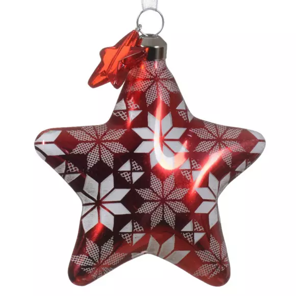 Lote de 2 estrellas de Navidad en vidrio Floconées  Rojo 3