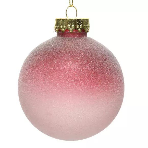 Lot de 12 boules de Noël (D80 mm) Glacage Vieux rose 2