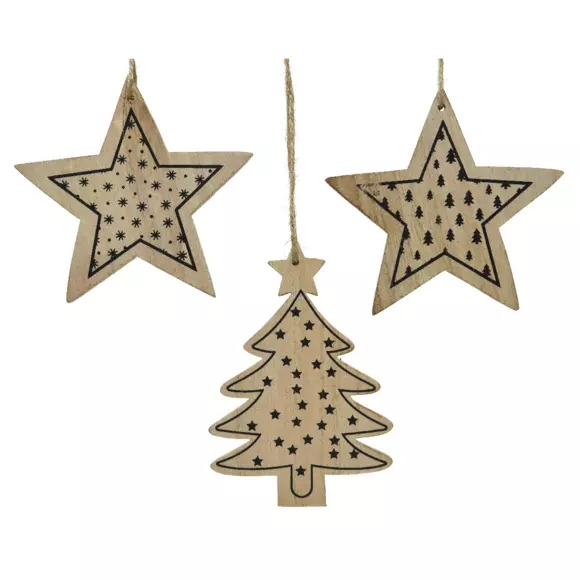 Lote de 3 estrellas de Navidad para suspender de Navidad Estrella Árbol Natural
 2