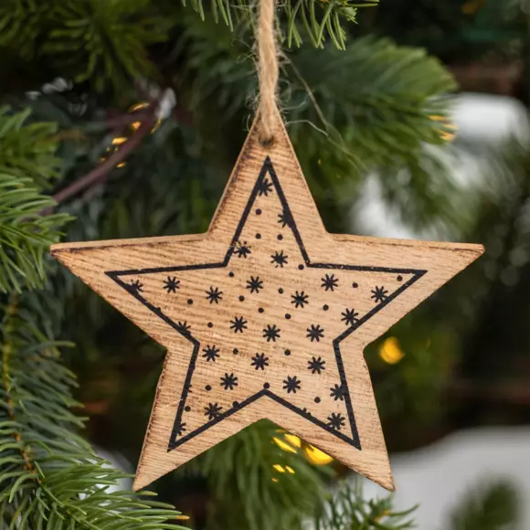 Set van 3 kerststerren Ster Kerstboom naturelkleur 3