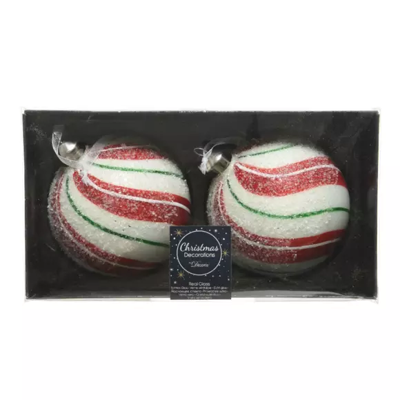Lot de 2 boules de Noël en verre (D100 mm) Lynette Rouge  3