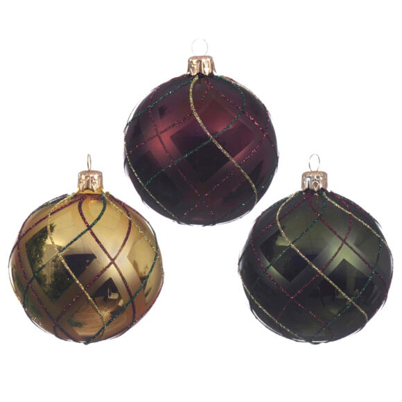 Lote de 6 bolas de Navidad (D80 mm) Cuadros Multicolor 2