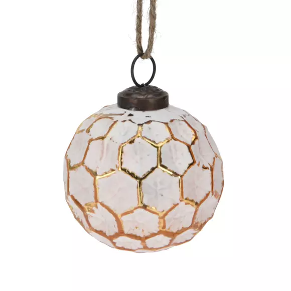 Lote de 6 bolas de Navidad (D80 mm) Nid d'abeilles Blanco 2