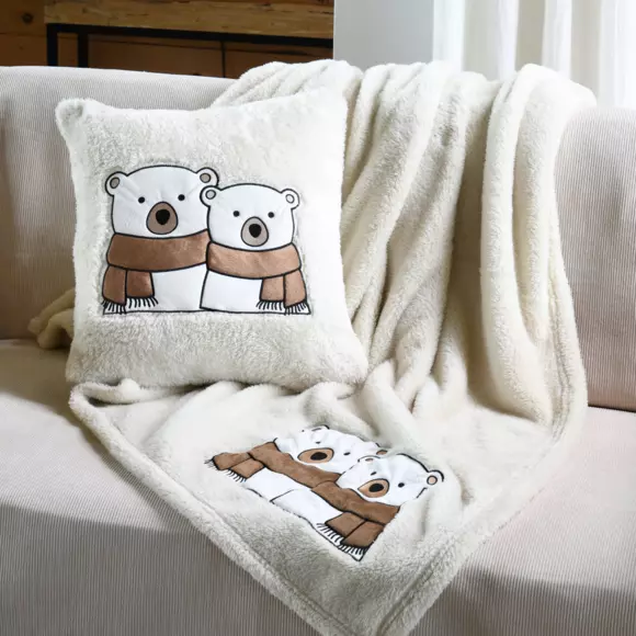 Coussin de noël carré (45 cm) Douillet Ecru 3