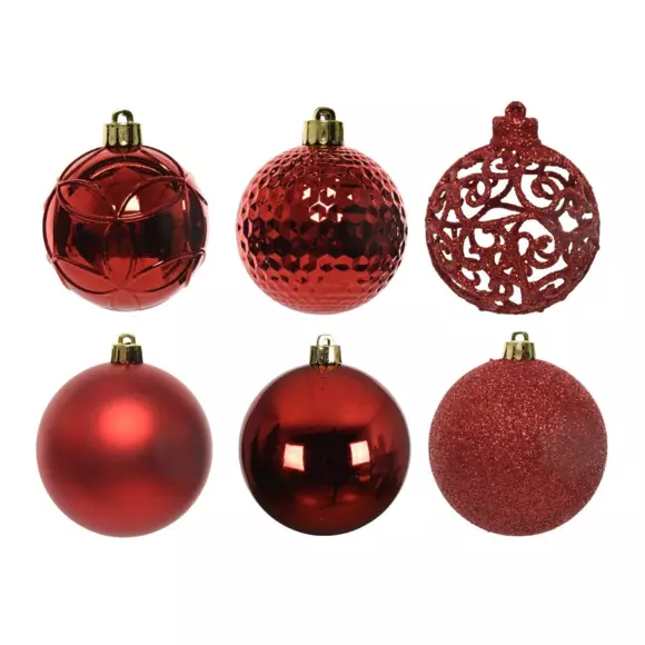 Set van 37 kerstballen (D60 mm) Alpine mix Rood 2