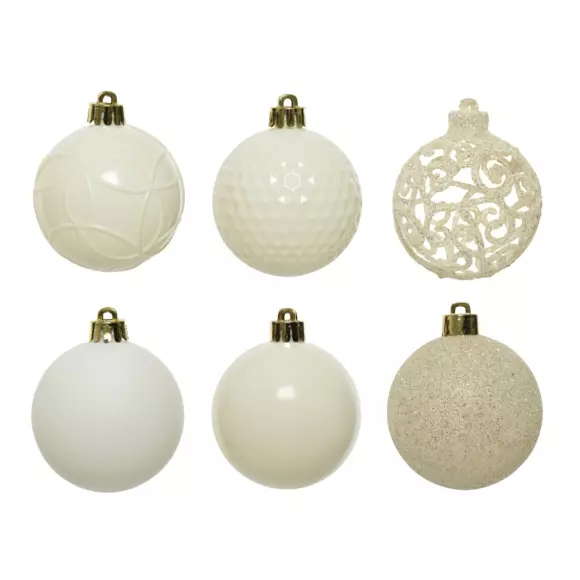 Lote de 37 bolas de Navidad (D60 mm) Alpine mix Blanco lana 2