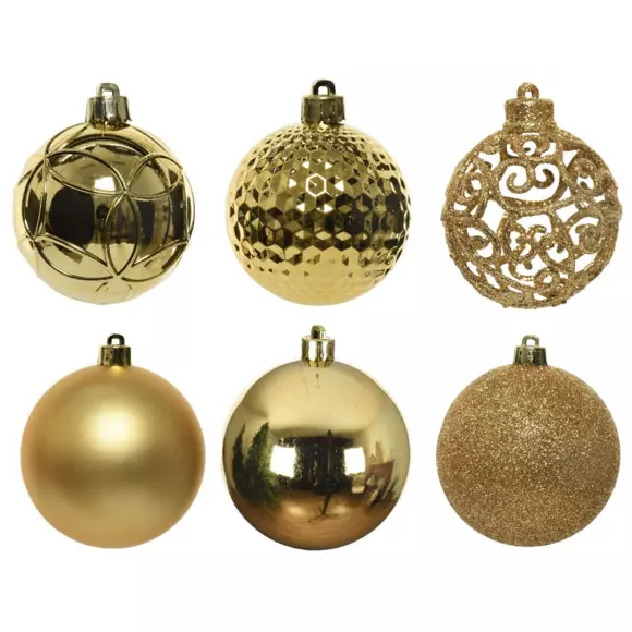 Set van 37 kerstballen (D60 mm) Alpine mix Goud 2