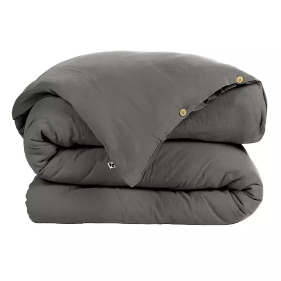 Bettbezug aus Baumwoll-Gaze (260 cm) Gaïa Grau 2