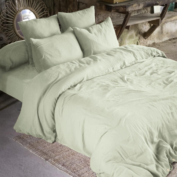 Funda para almohada rectangular en gasa de algodón (L70 cm) Gaïa Verde tilo 3