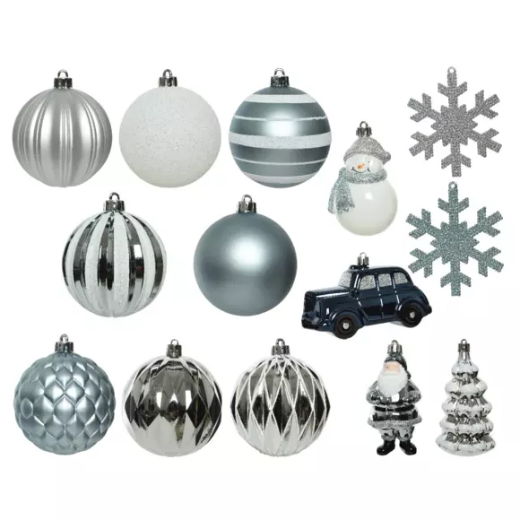 Kit kerst hangdecoratie Tradition Licht blauw/wit/ donkerblauw 3