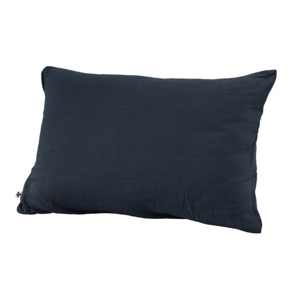 Funda para almohada rectangular en gasa de algodón (L70 cm) Gaïa Azul noche 2
