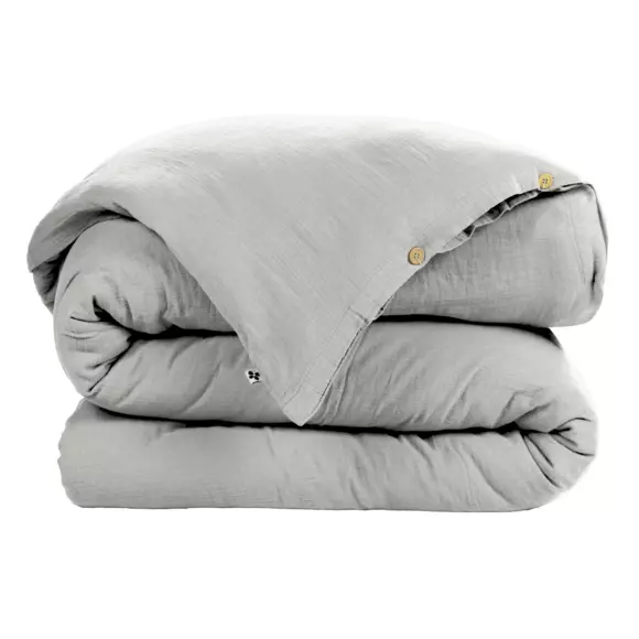 Housse de couette gaze de coton (280 cm) Gaïa Gris nuage 2