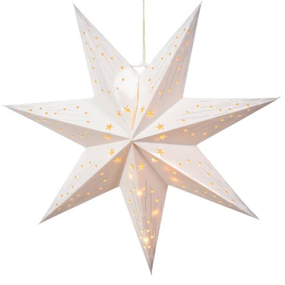 Estrella luminosa a pilas Oria blanco y Blanco cálido 3