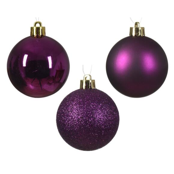 Lote de 30 bolas de Navidad Alpine surtido Violeta 2