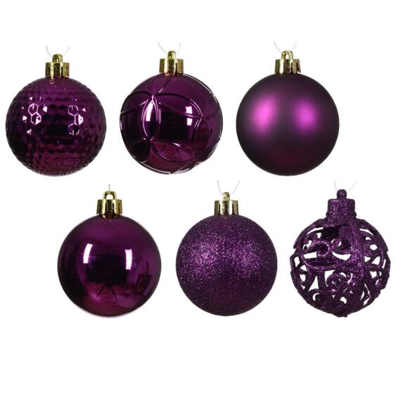 Lote de 37 bolas de Navidad (D60 mm) Alpine Mix Violeta 2