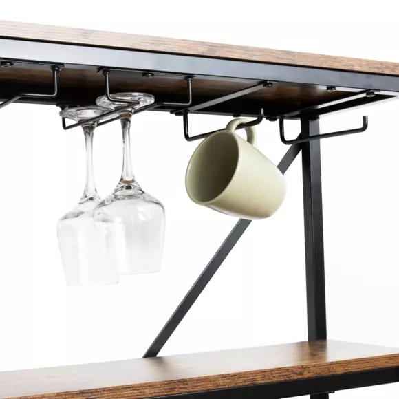 Mueble portabotellas industrial con 10 compartimentos y portavasos (H178 cm) Léon Marrón 3