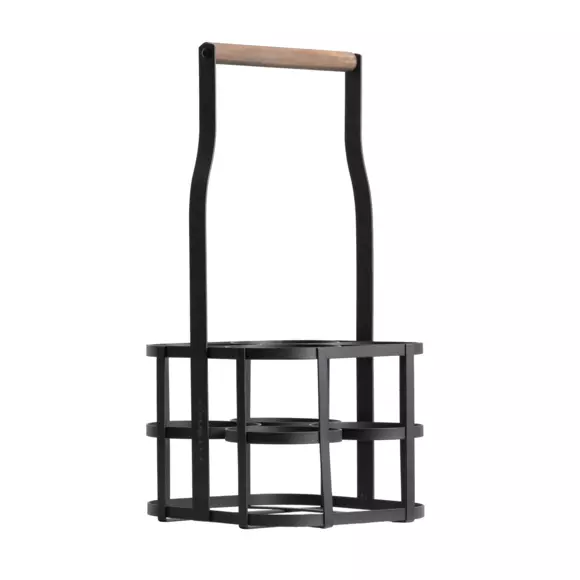Porte-bouteilles bois et métal 4 compartiments (H41 cm) Aaron Noir 2