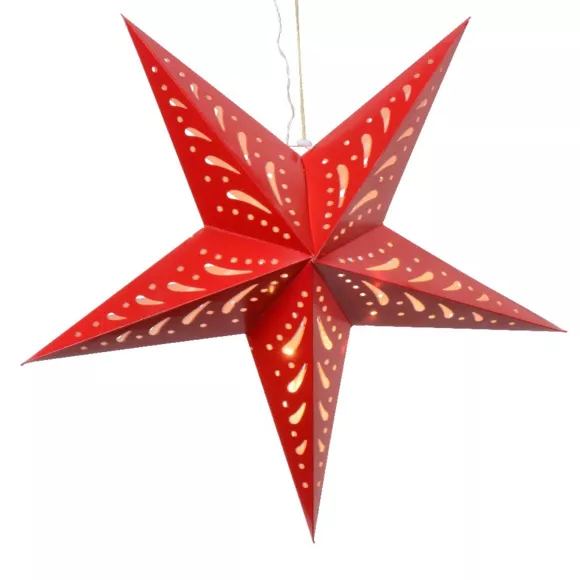 Étoile lumineuse à piles Origami (H60 cm) Lassy Rouge et blanc chaud