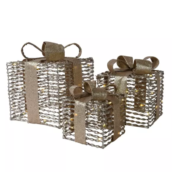 Juego de 3 regalos Aston a pilas  con luz Blanco cálido 65 LED 3