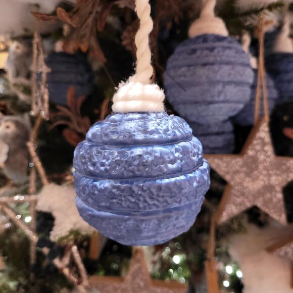 Lote de 3 bolas de Navidad (D80 mm) en vidrio Silva Azul noche 3