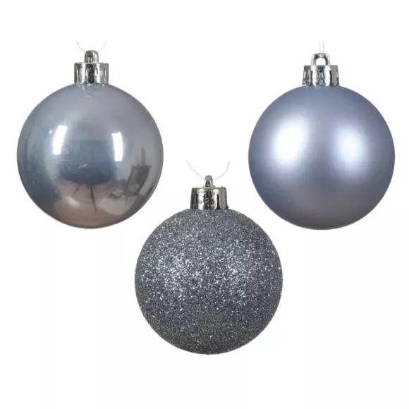Lot de 30 boules de Noël Alpine assorties Bleu vaporeux 2