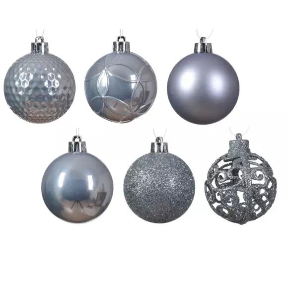 Lot de 37 boules de Noël (D60 mm) Alpine Mix Bleu vaporeux 2
