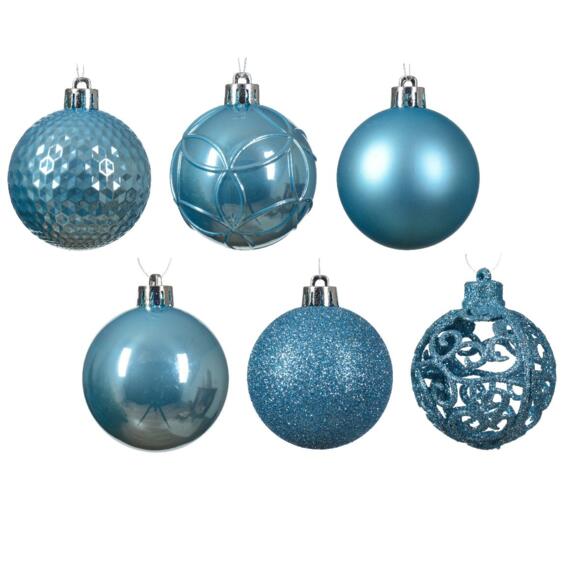 Lote de 37 bolas de Navidad (D60 mm) Alpine Mix Azul destello 2