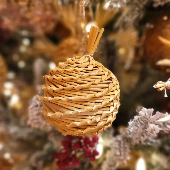 Boule de paille à suspendre Naturel 3