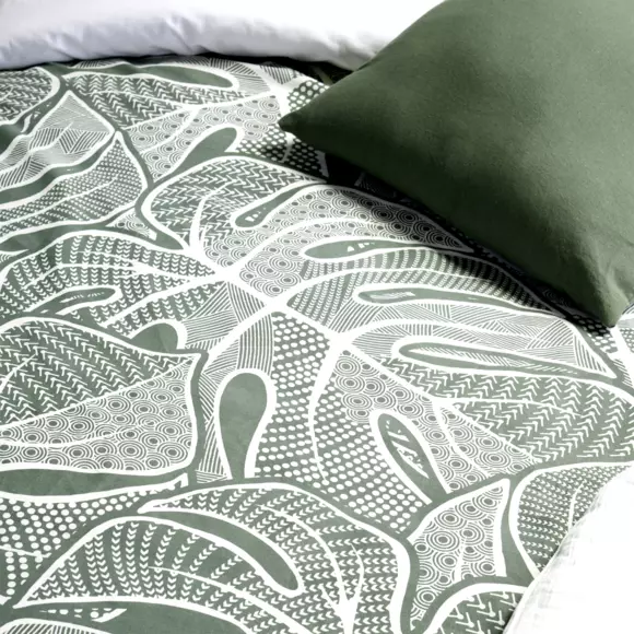 Housse de couette et deux taies coton (240 cm) Angola Verte 2