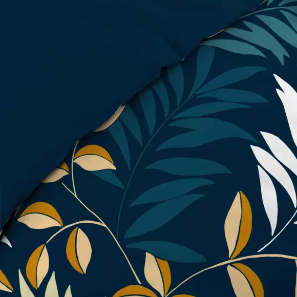 Housse de couette et deux taies coton (260 cm) Nelida Bleue 2