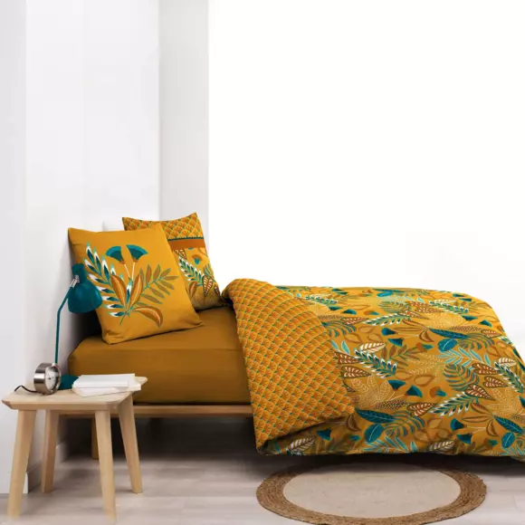 Housse de couette et deux taies coton (260 cm) Tilda Jaune ocre 3